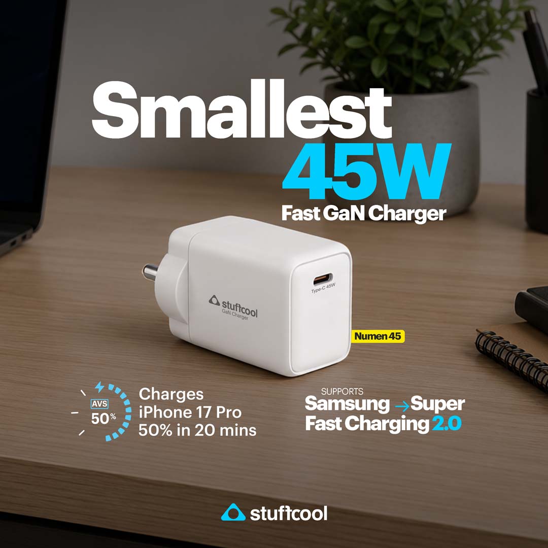 Numen 45 Smallest 45W AVS GaN Charger with 100W 5A Type-C to Type-C cable