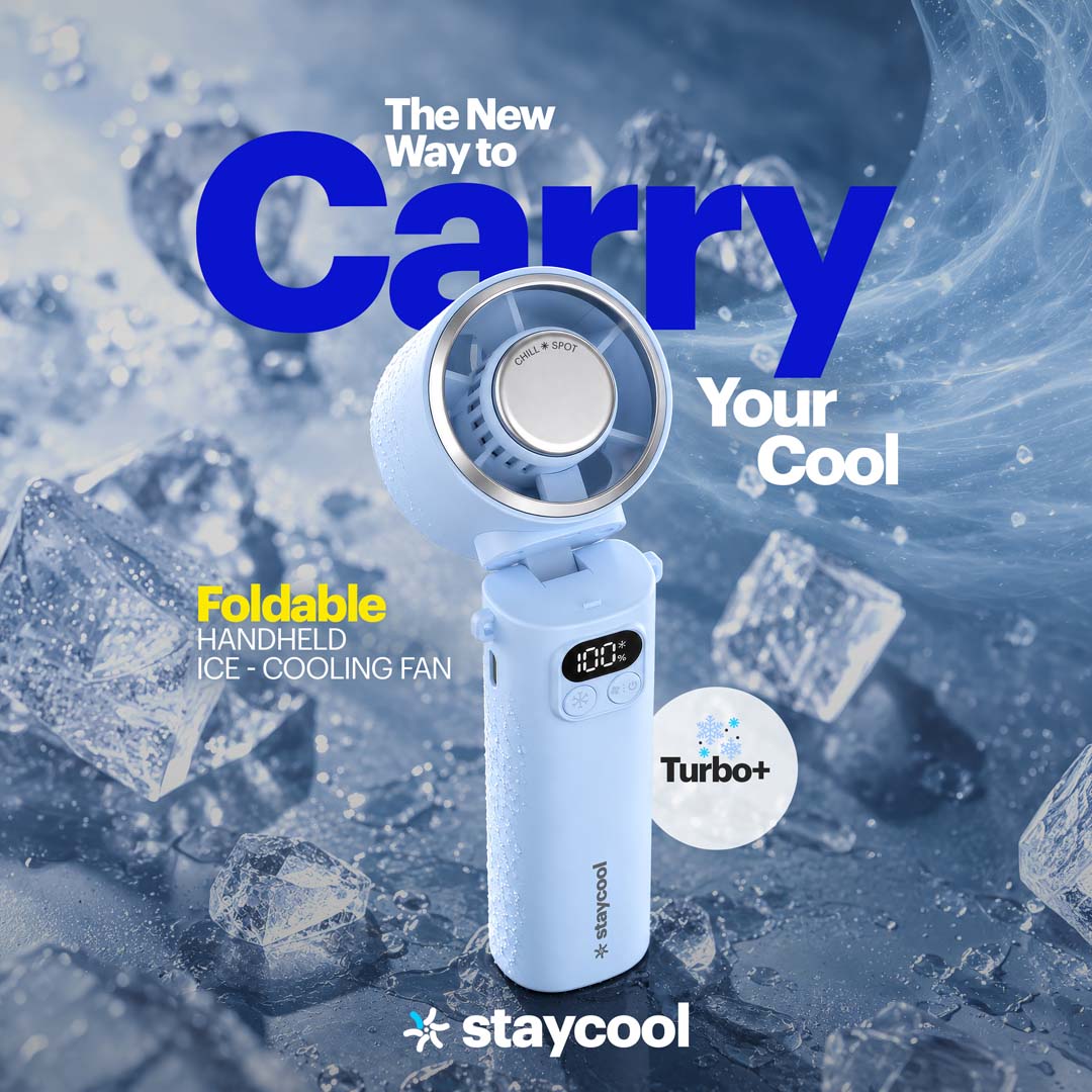 staycool turbo Plus — Foldable Handheld Ice Cooling Personal Cooler