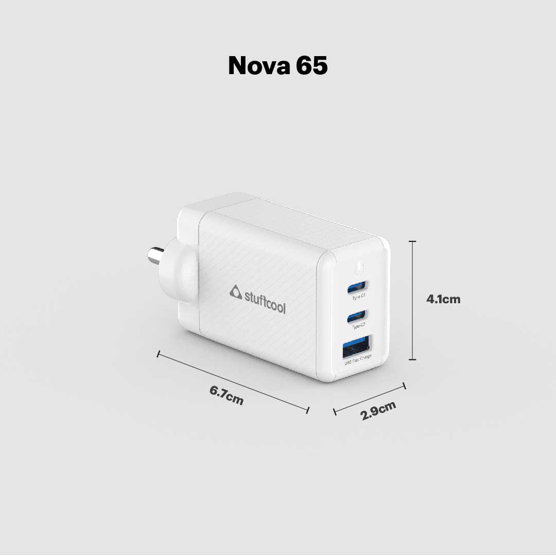 Nova 65W PD Multi Port 2 Type C & 1 USB A GaN Charger