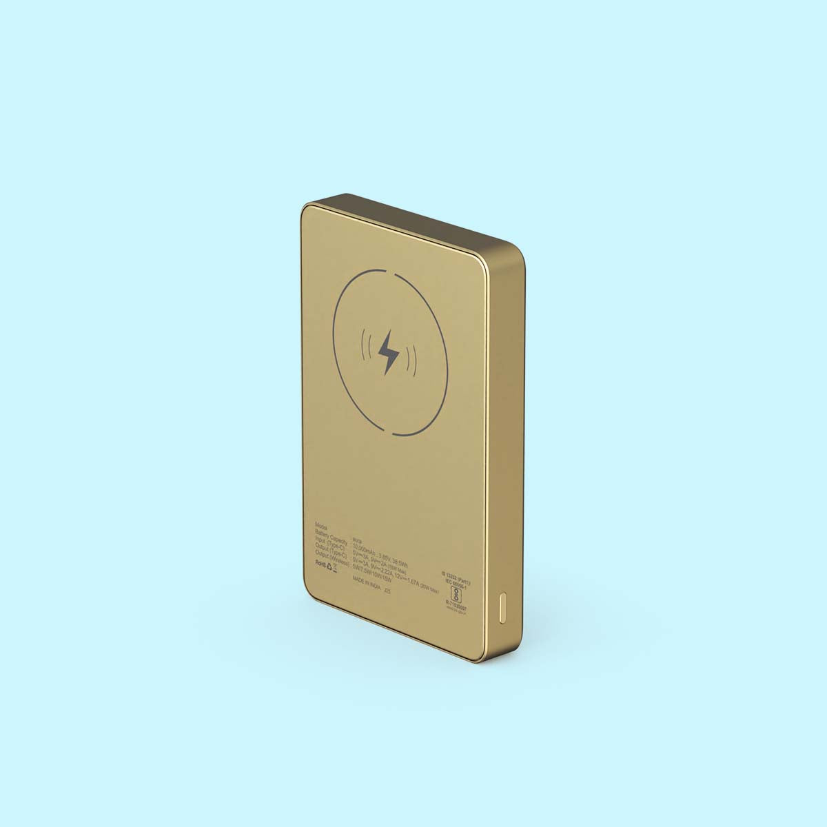 Aura 10000mAh 15W Magnetic Wireless Powerbank with Gold Finish