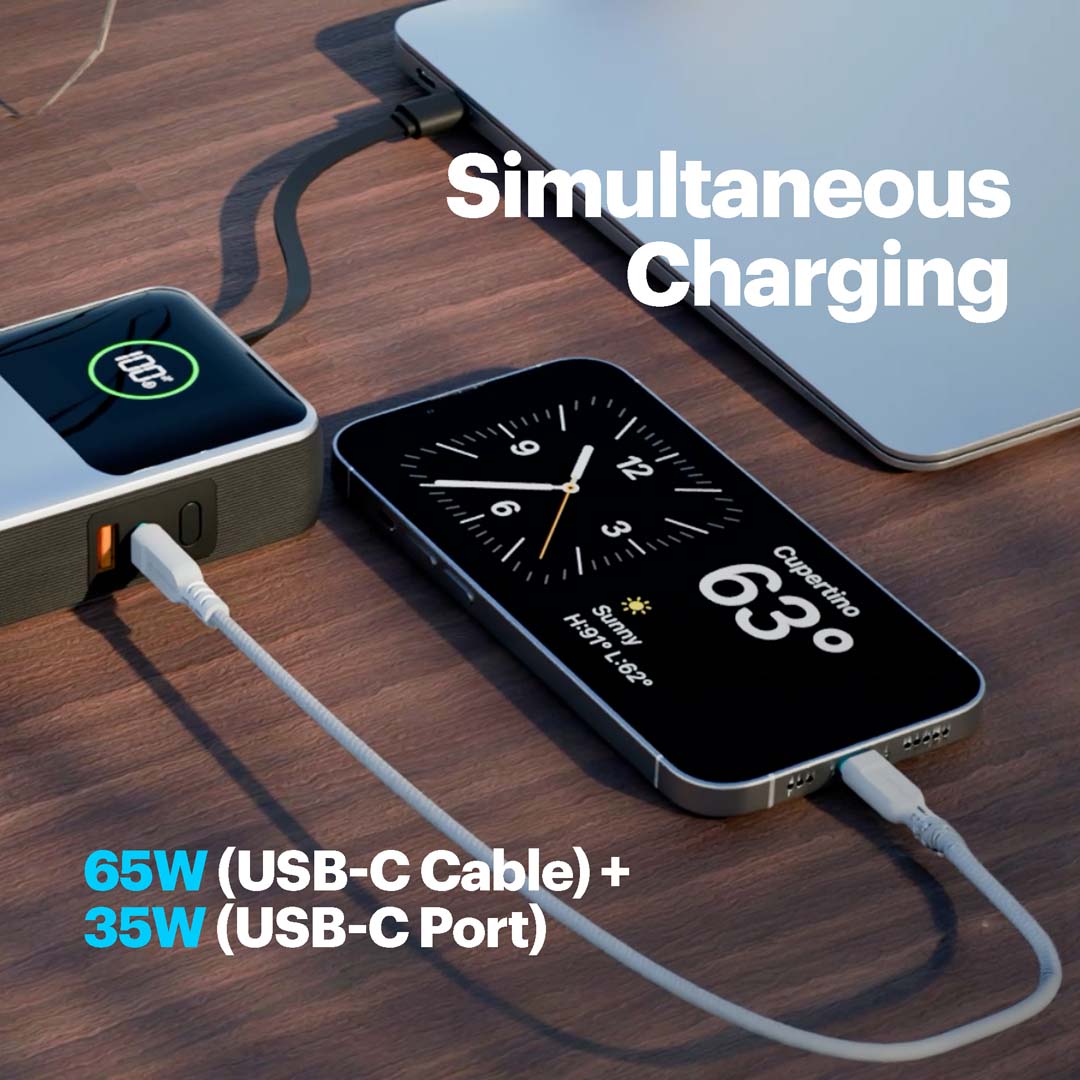 Giga Pro Max 20000mAh powerbank with 100W Built-in retractable Type-C Cable