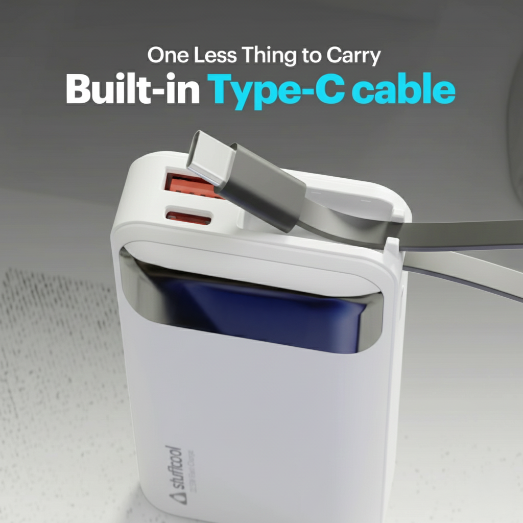 Mito Mini 10000mAh Powerbank with Built-in Type-C Cable and 22.5W Fast Charging