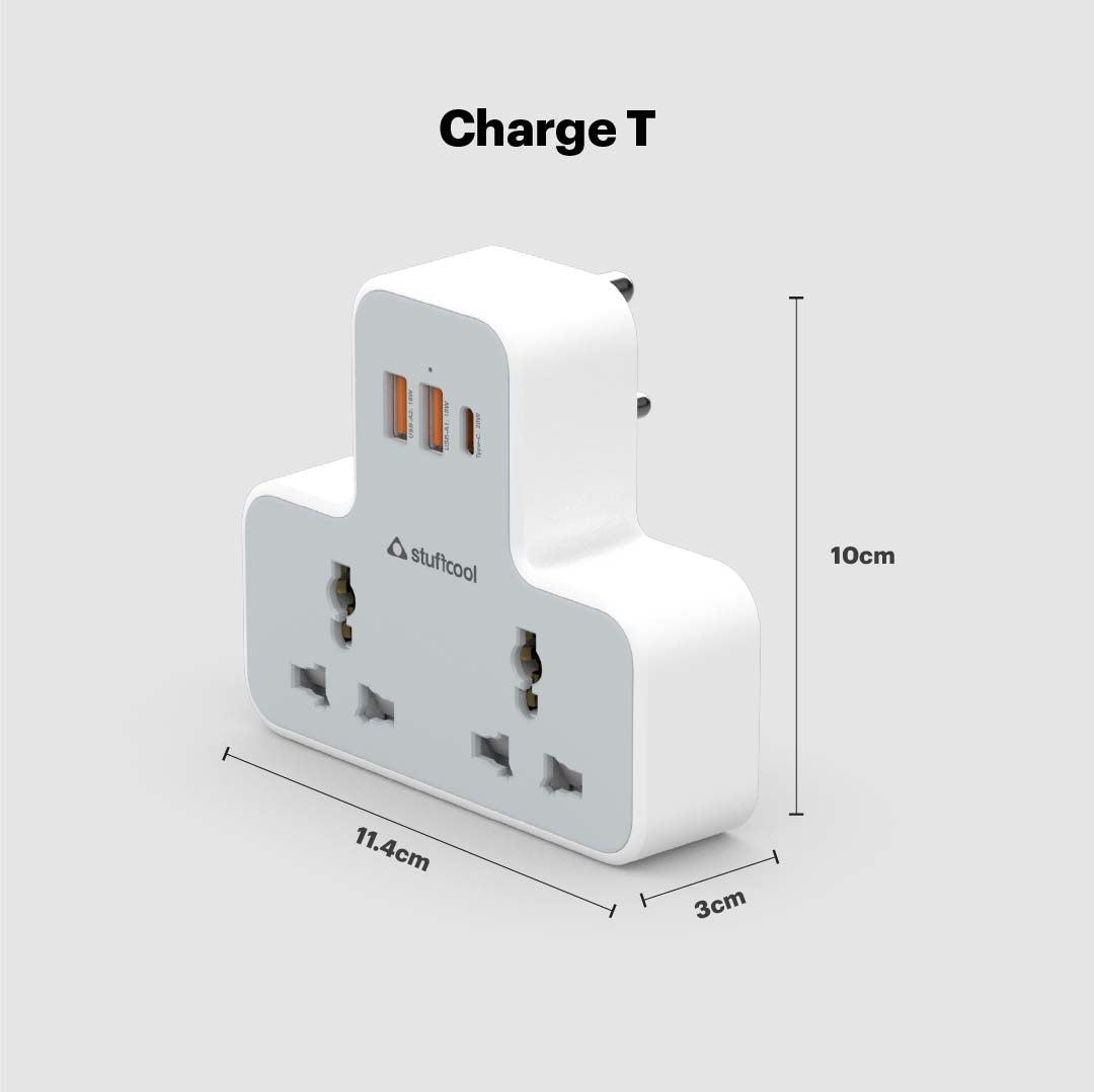 Charge T Dual AC Socket Multi Plug with 20W Type C port