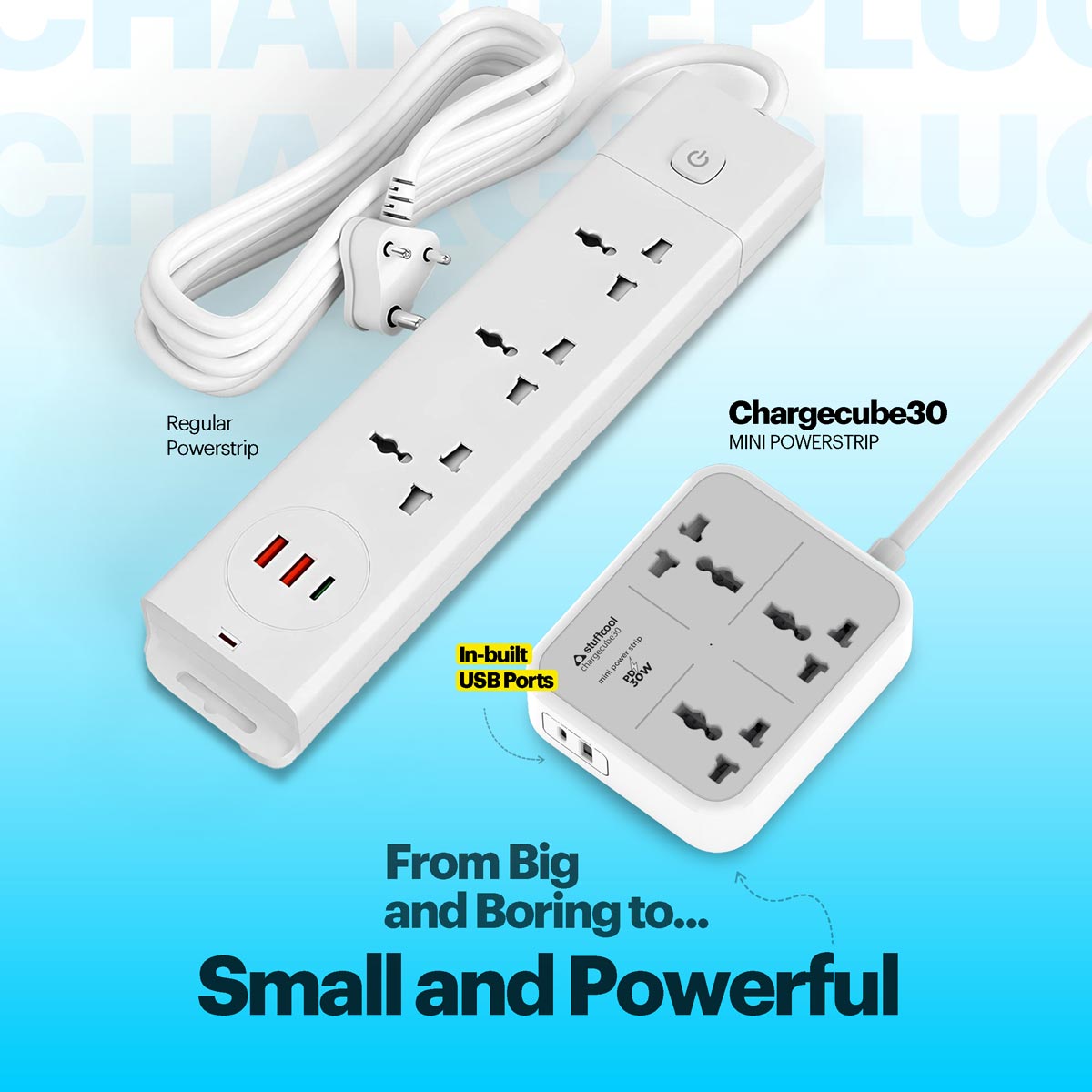 ChargeCube Mini Power Strip with 30W Type C output