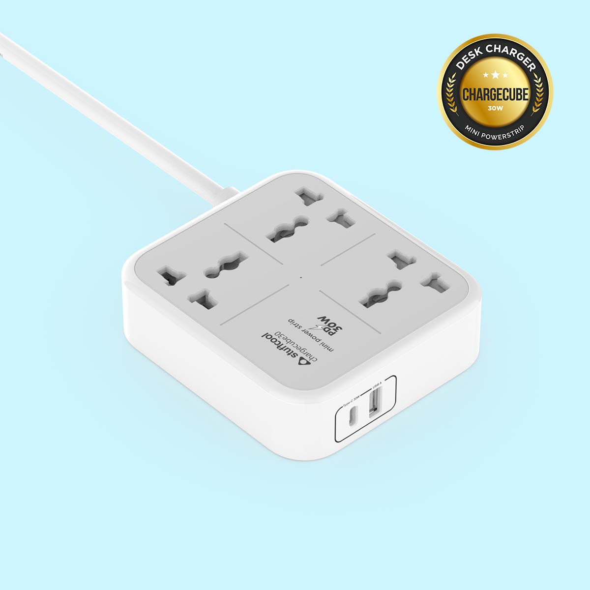 ChargeCube Mini Power Strip with 30W Type C output