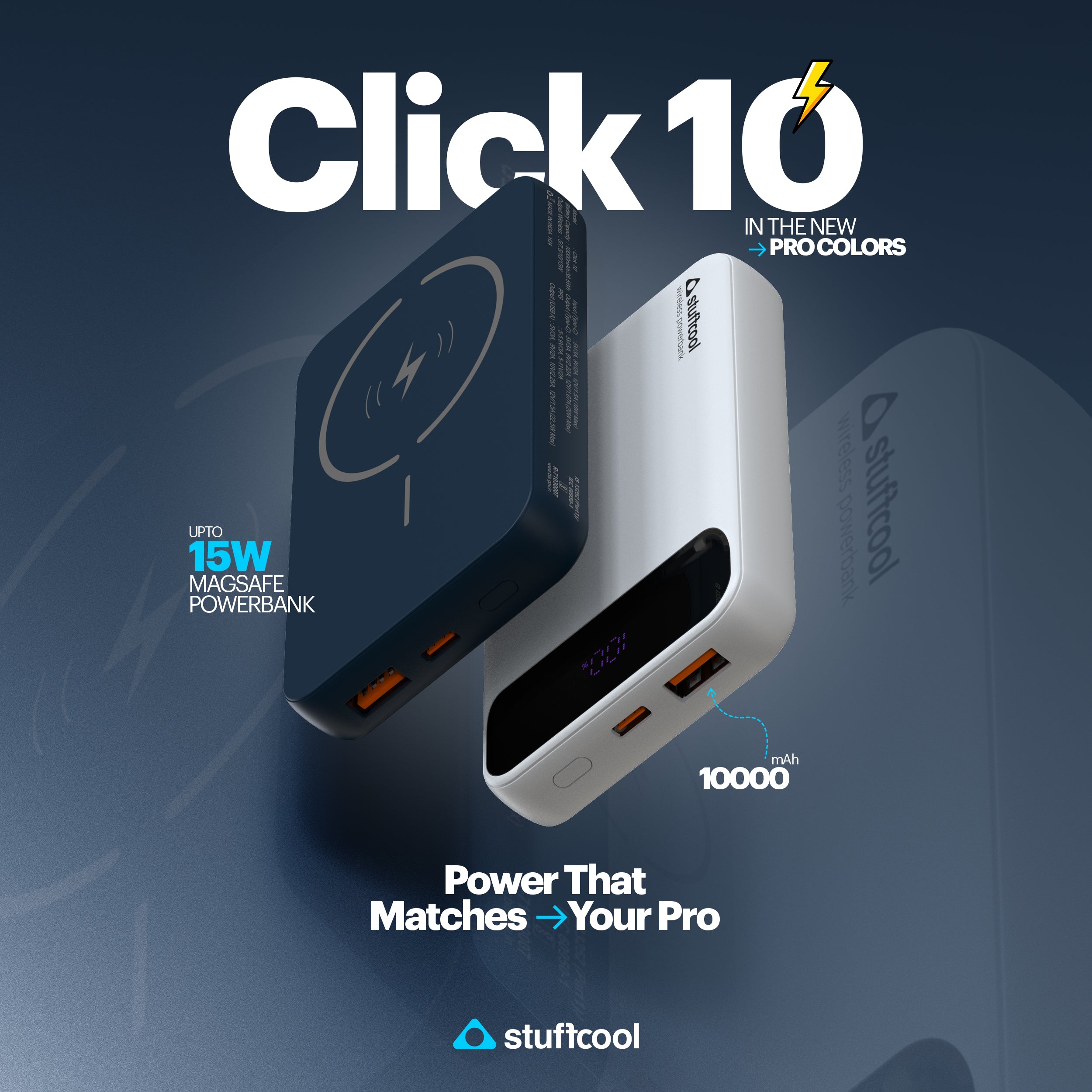 Click 10000mAh 15W Slim Magnetic Wireless Powerbank for iPhone