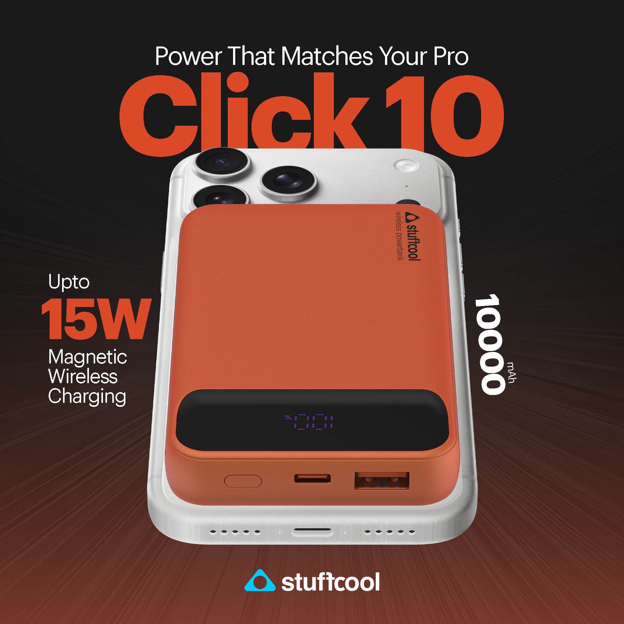 Click 10000mAh 15W Slim Magnetic Wireless Powerbank for iPhone