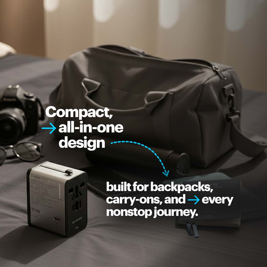 Jetset Pro Universal World Travel Adapter with PD70W Type C port