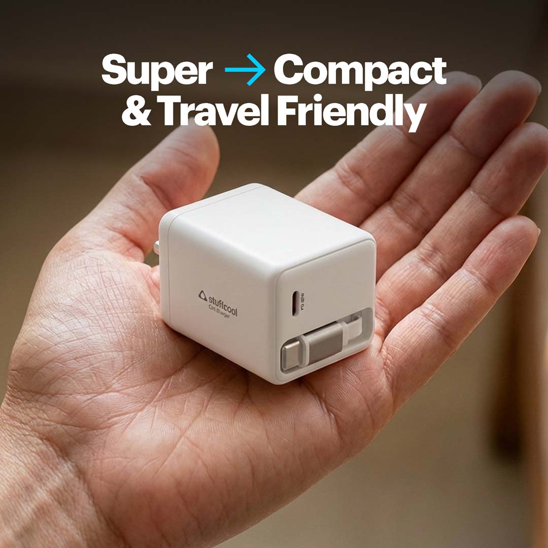 Zeno 65W GaN Wall Charger with USB-C Port & Built-in Retractable Type-C Cable