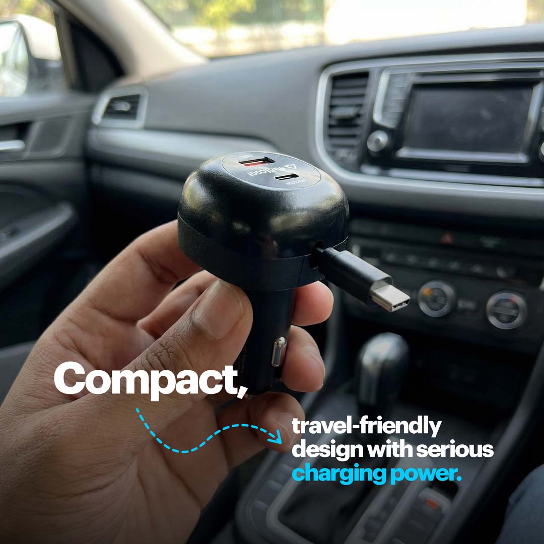 Ultimus 65R 65W Car Charger with 75cm Retractable Type-C Cable