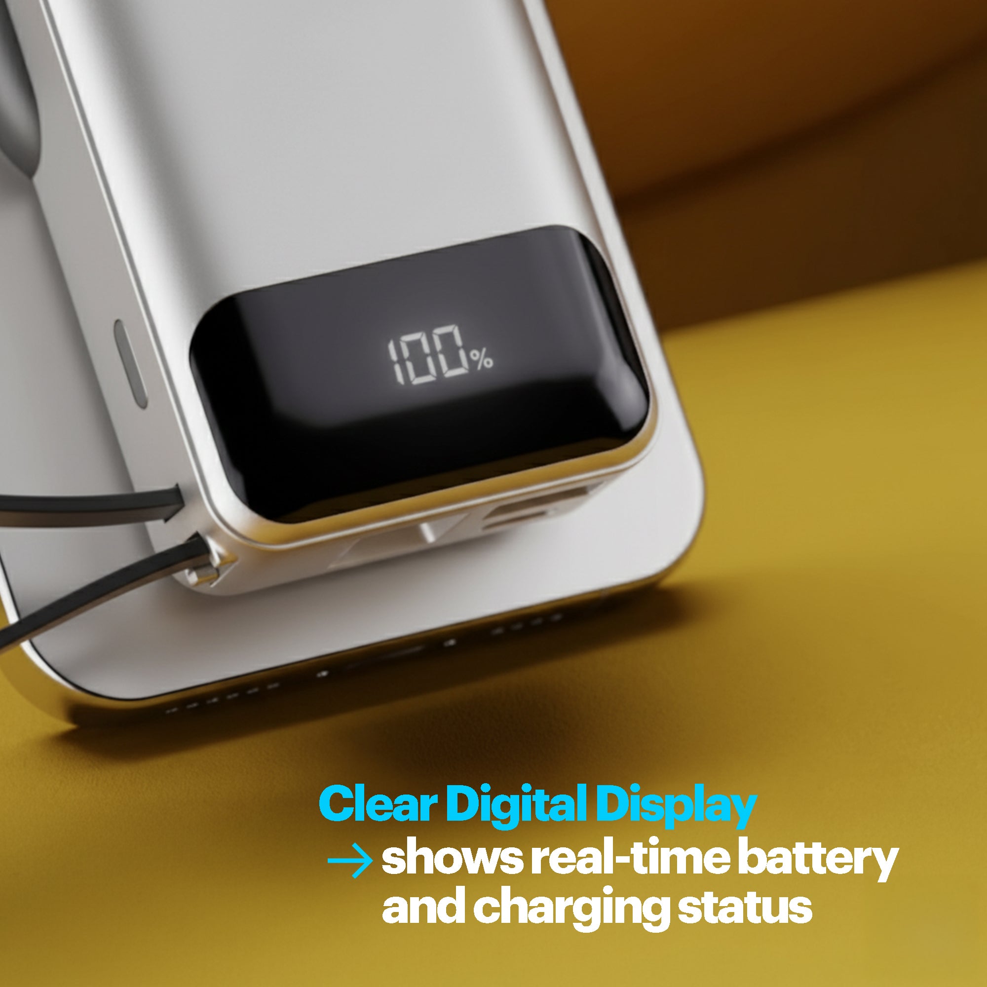 Nemo 10000mAh compact magnetic wireless powerbank with 20W built-in Type-C cable