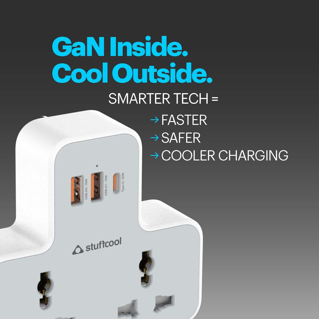Charge T Dual AC Socket Multi Plug with 20W Type C port
