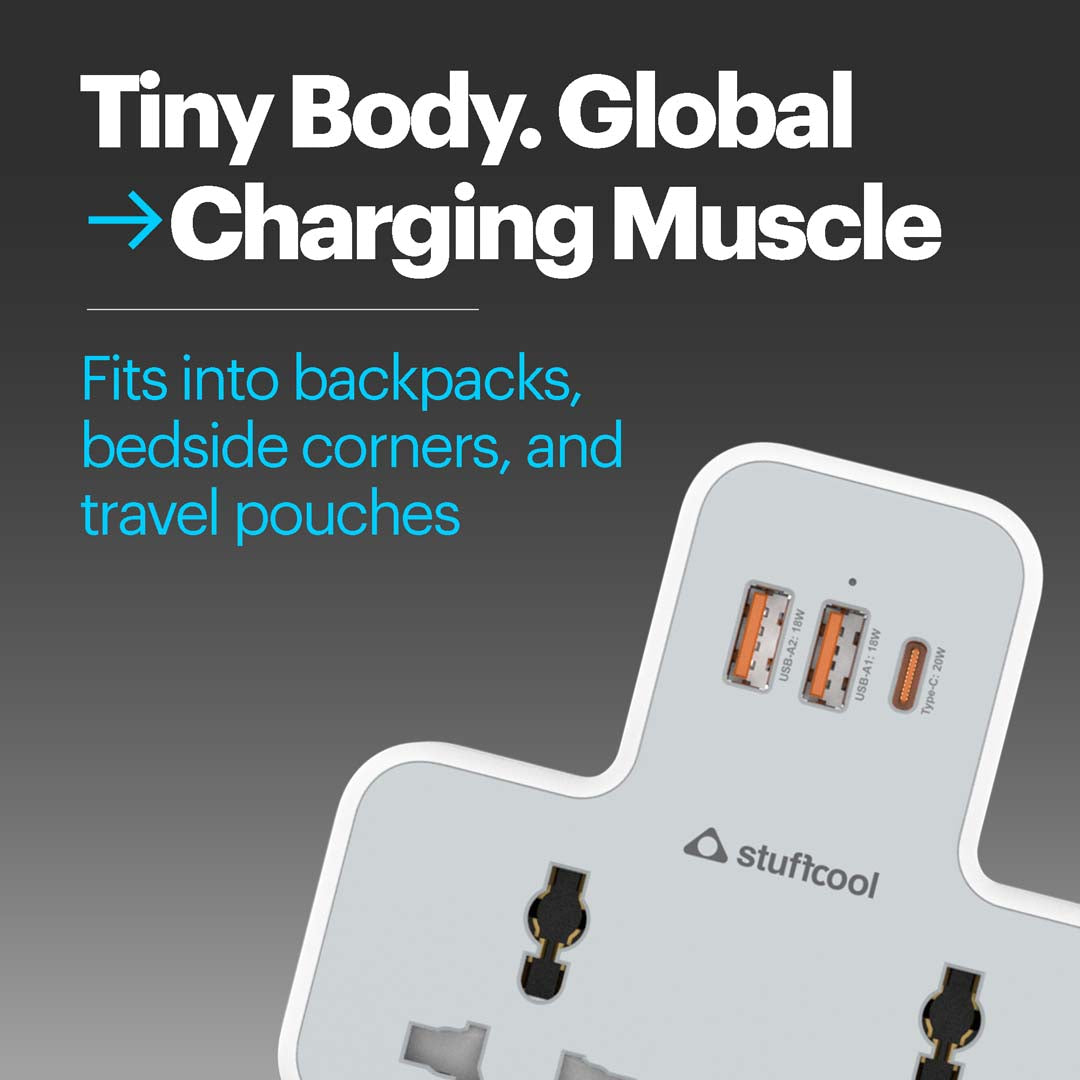 Charge T Dual AC Socket Multi Plug with 20W Type C port