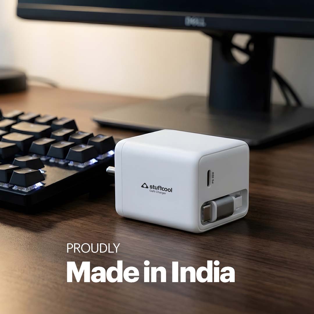 Zeno 65W GaN Wall Charger with USB-C Port & Built-in Retractable Type-C Cable