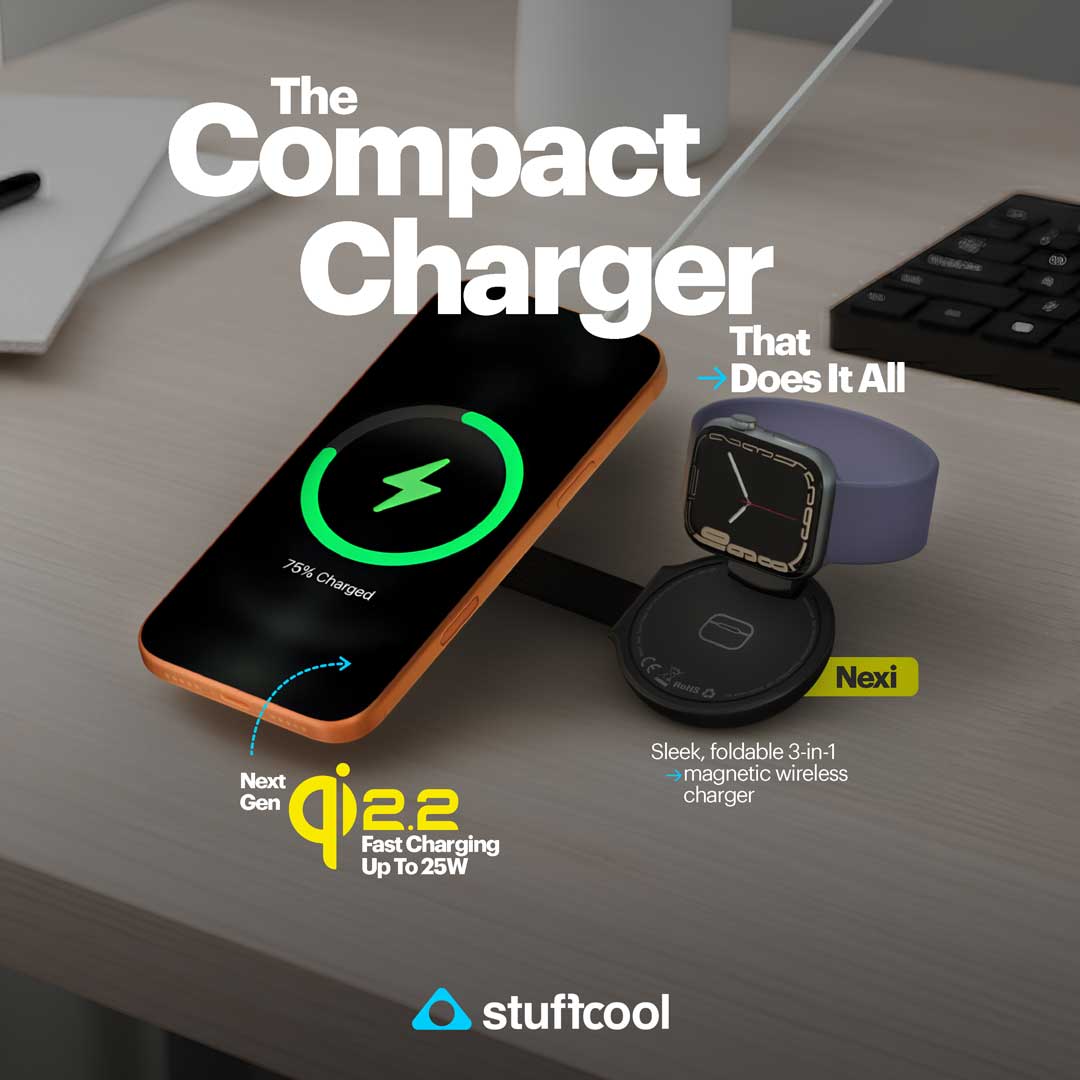 Nexi 3 in 1 Foldable Magnetic Wireless Charger Qi2.2 Certified 25W Fast Charger