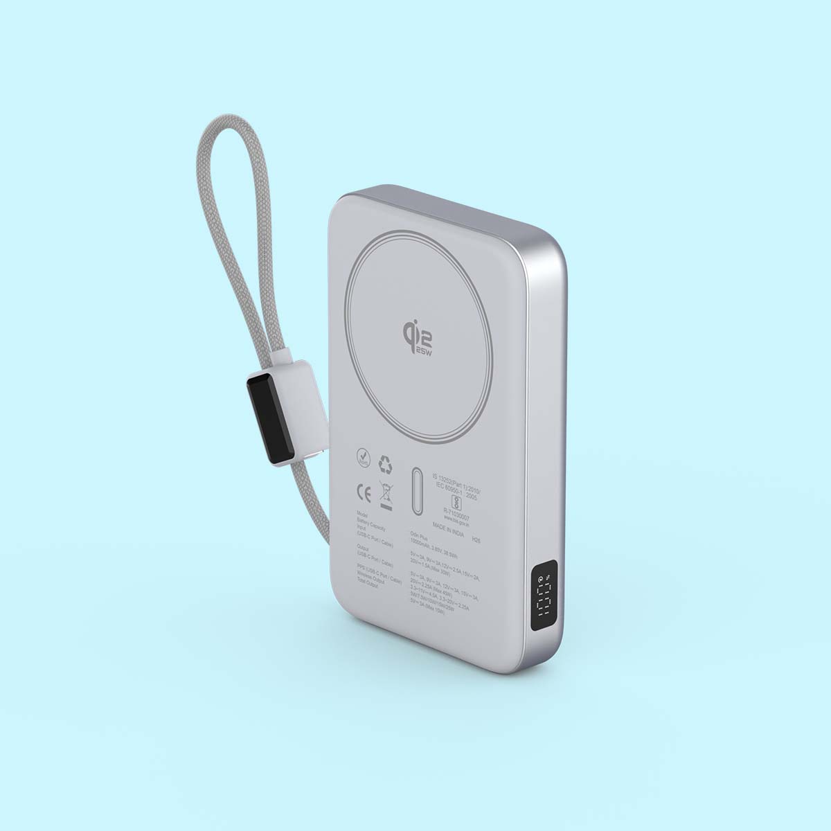 Odin Plus 10,000mAh Qi2.2 25W MagSafe Powerbank with 45W Wired Fast Charging & Built-In Type-C Cable