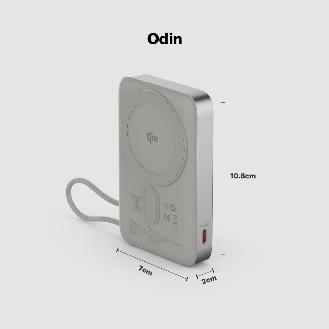 Odin 10,000mAh Qi2 MagSafe Wireless Powerbank with Built-In Type-C Cable