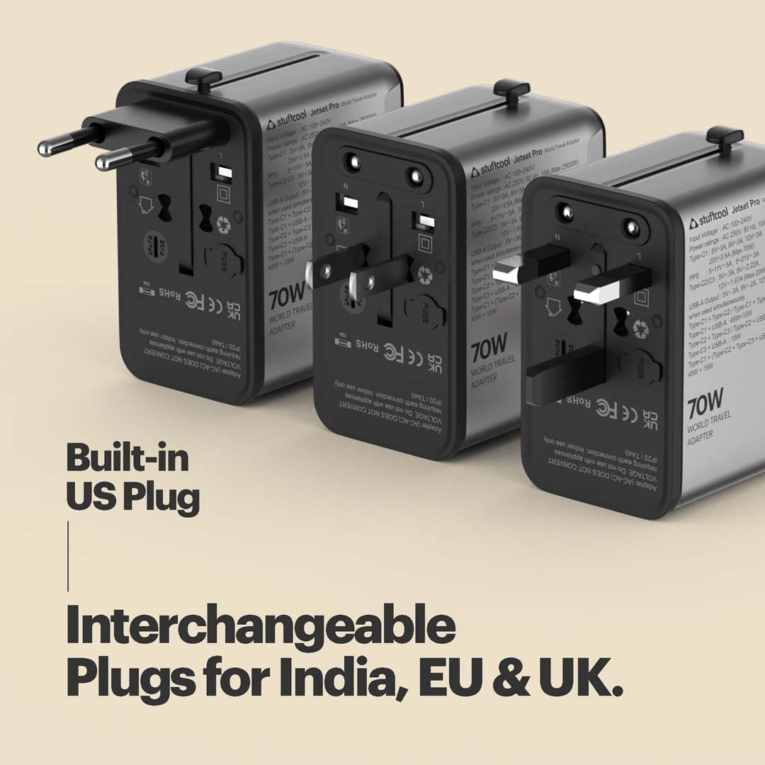 Jetset Pro Universal World Travel Adapter with PD70W Type C port