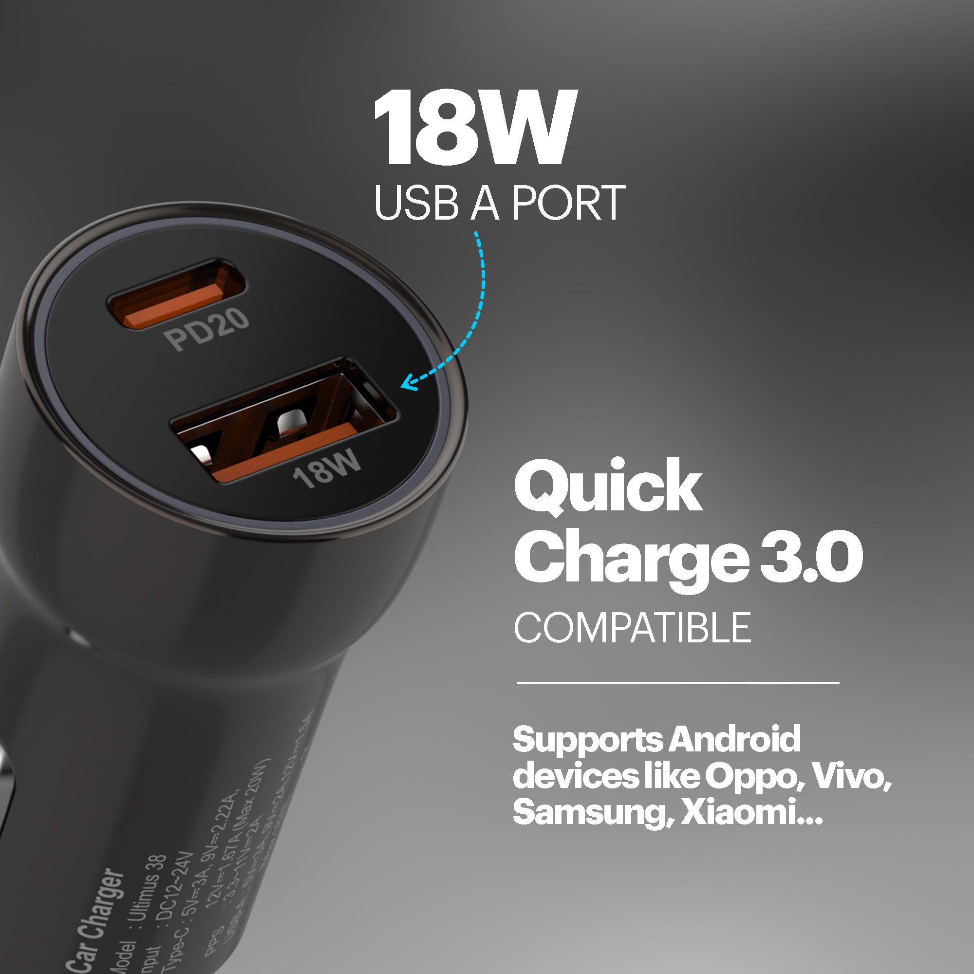 Ultimus 38W Dual Type C port Fast Charger