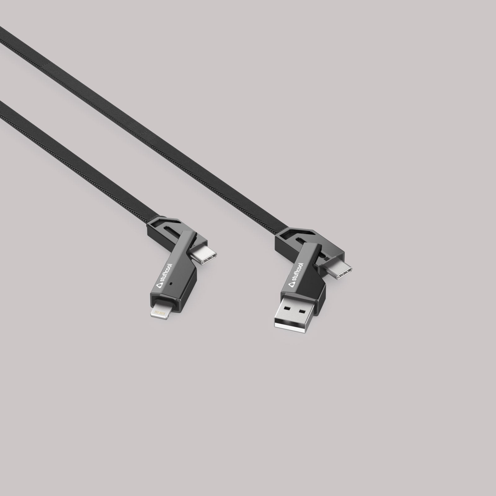 Quad Pro 4 in 1 Indestructible Cable 60W with lightning to type C, type C to C, lightning to USB A