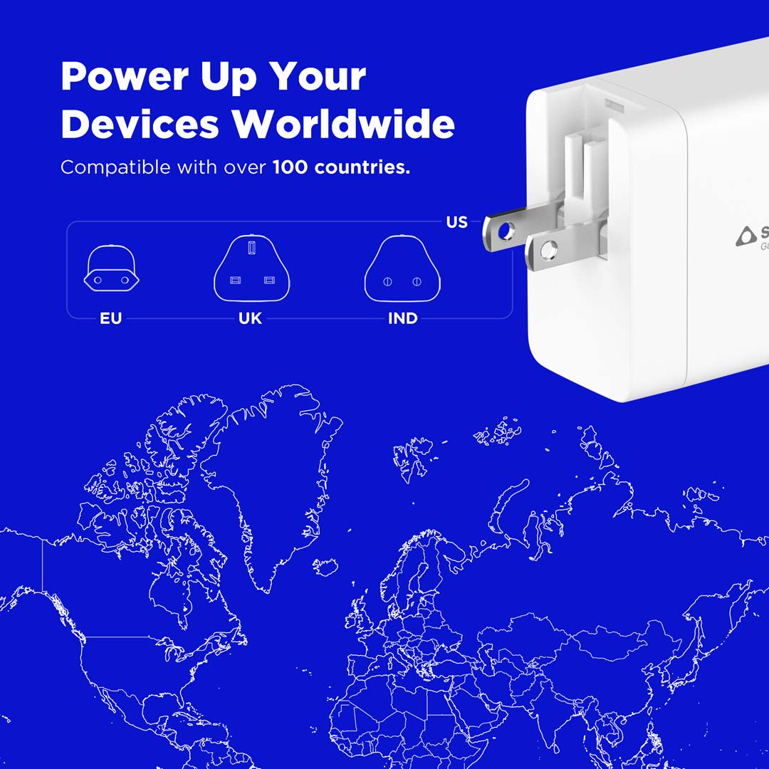 Nomad II 100W smallest GaN Charger With World Travel Plugs