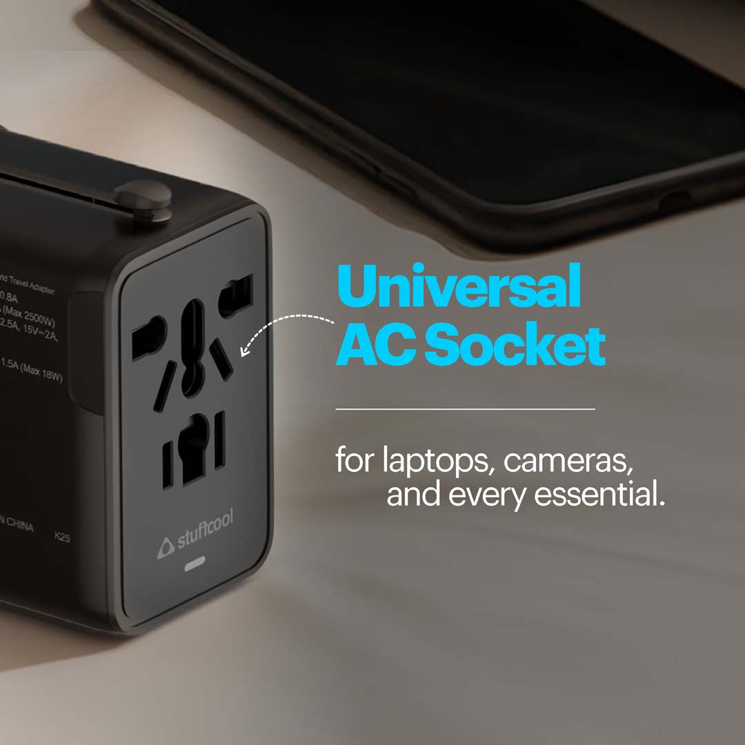 Jetset Plus Universal World Travel Adapter with PD 30W Type-C Port