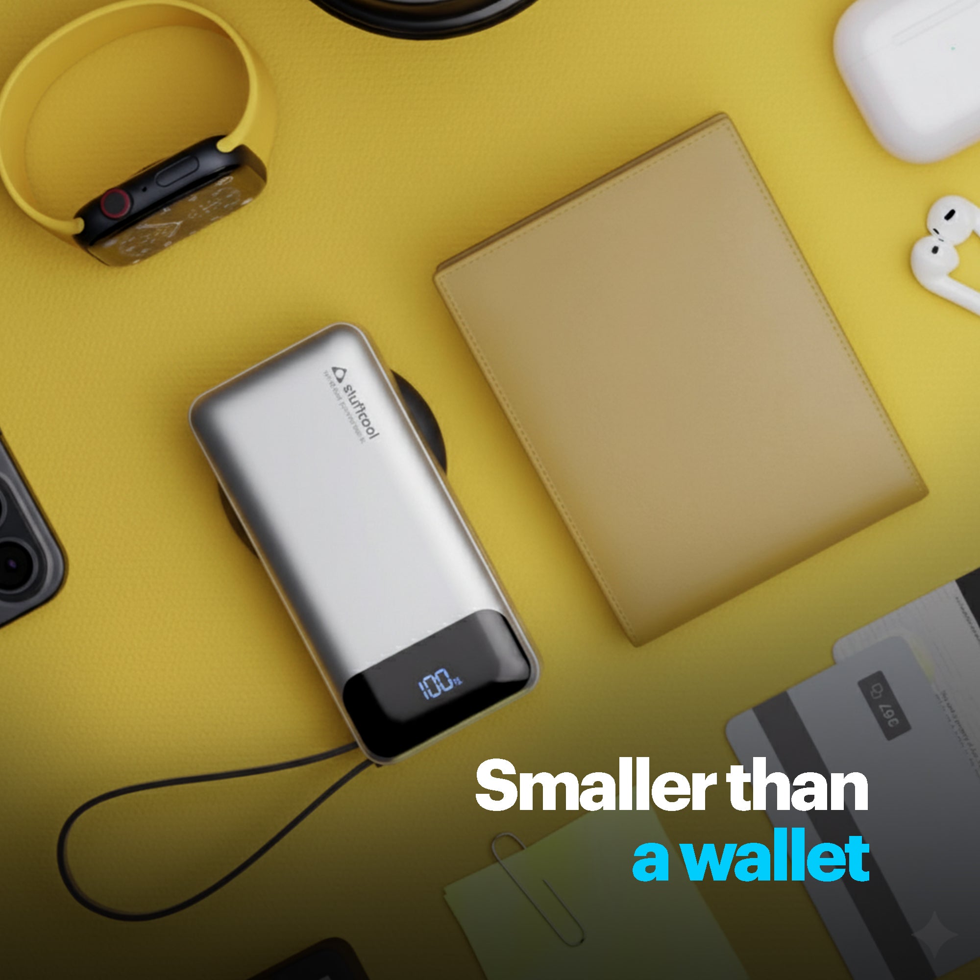 Nemo 10000mAh compact magnetic wireless powerbank with 20W built-in Type-C cable