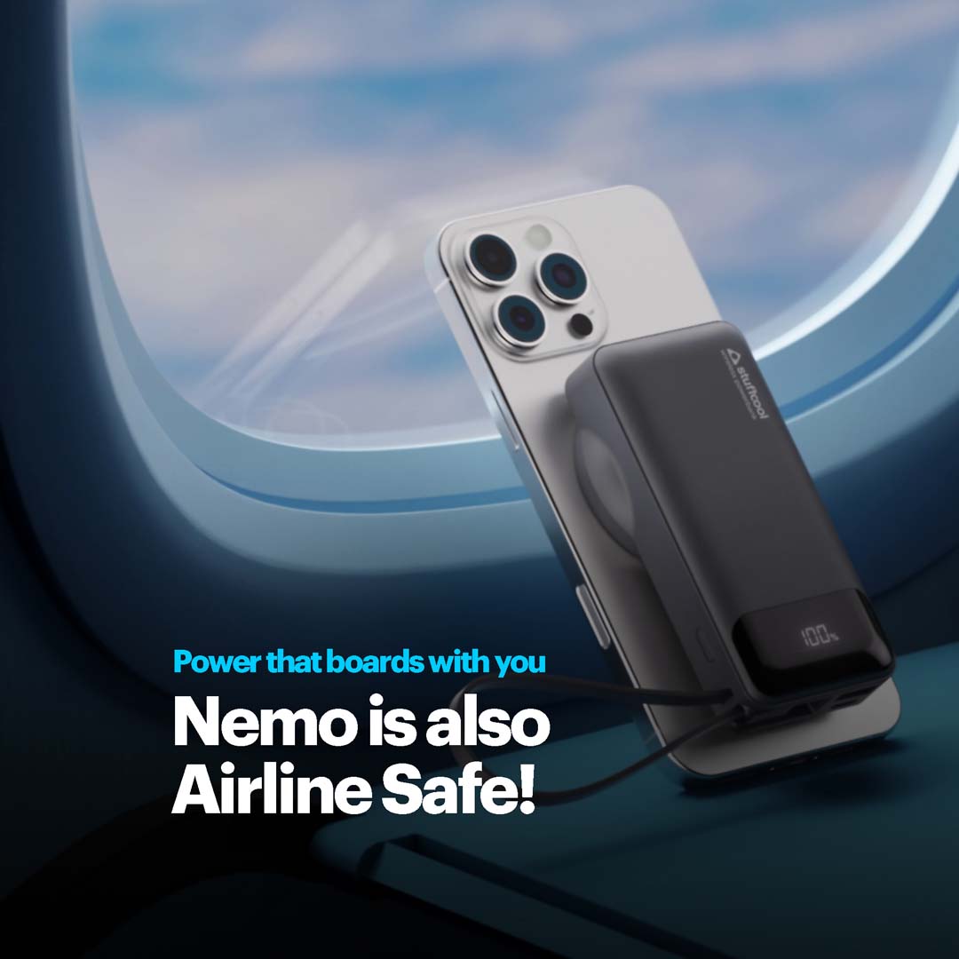 Nemo 10000mAh compact magnetic wireless powerbank with 20W built-in Type-C cable