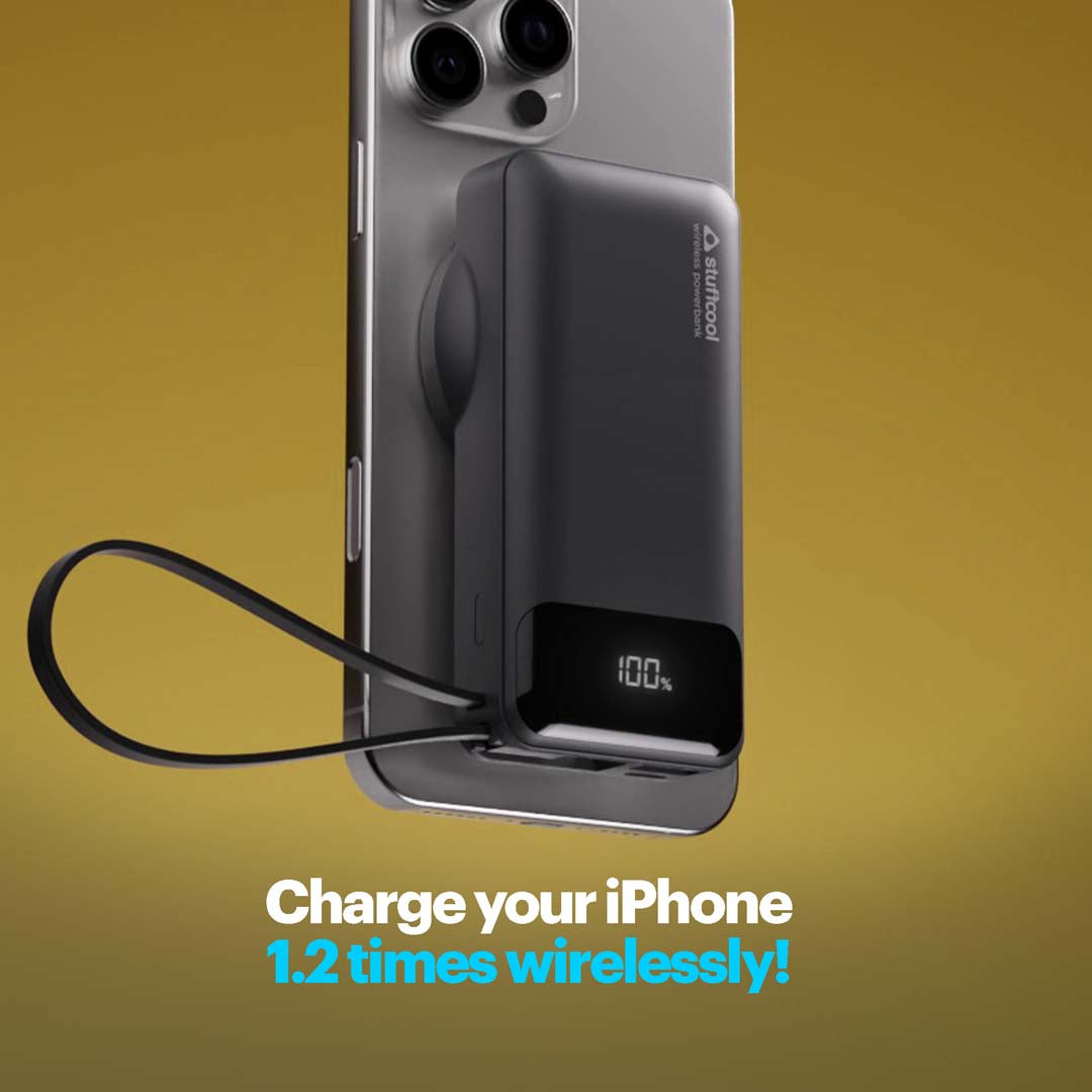 Nemo 10000mAh compact magnetic wireless powerbank with 20W built-in Type-C cable