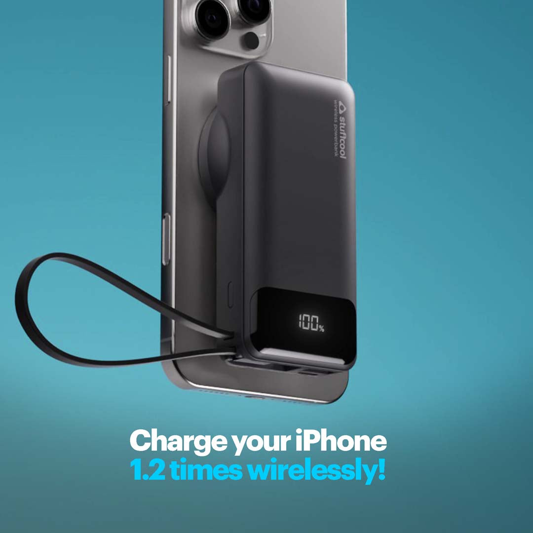 Nemo 10000mAh compact magnetic wireless powerbank with 20W built-in Type-C cable