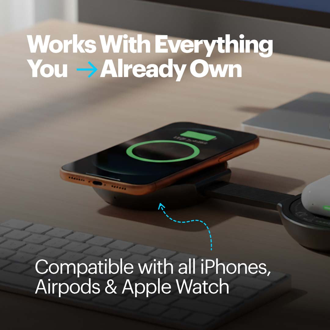 Nexi 3 in 1 Foldable Magnetic Wireless Charger Qi2.2 Certified 25W Fast Charger