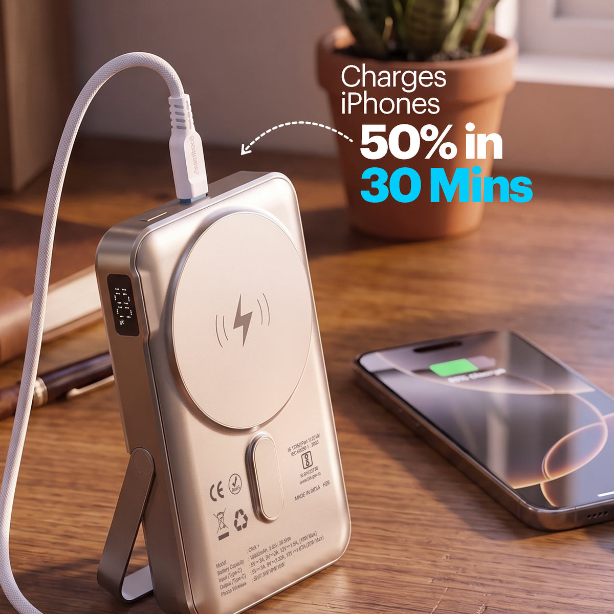 Click + 10000mAh 15W Magnetic Wireless Charging with Built-in Stand