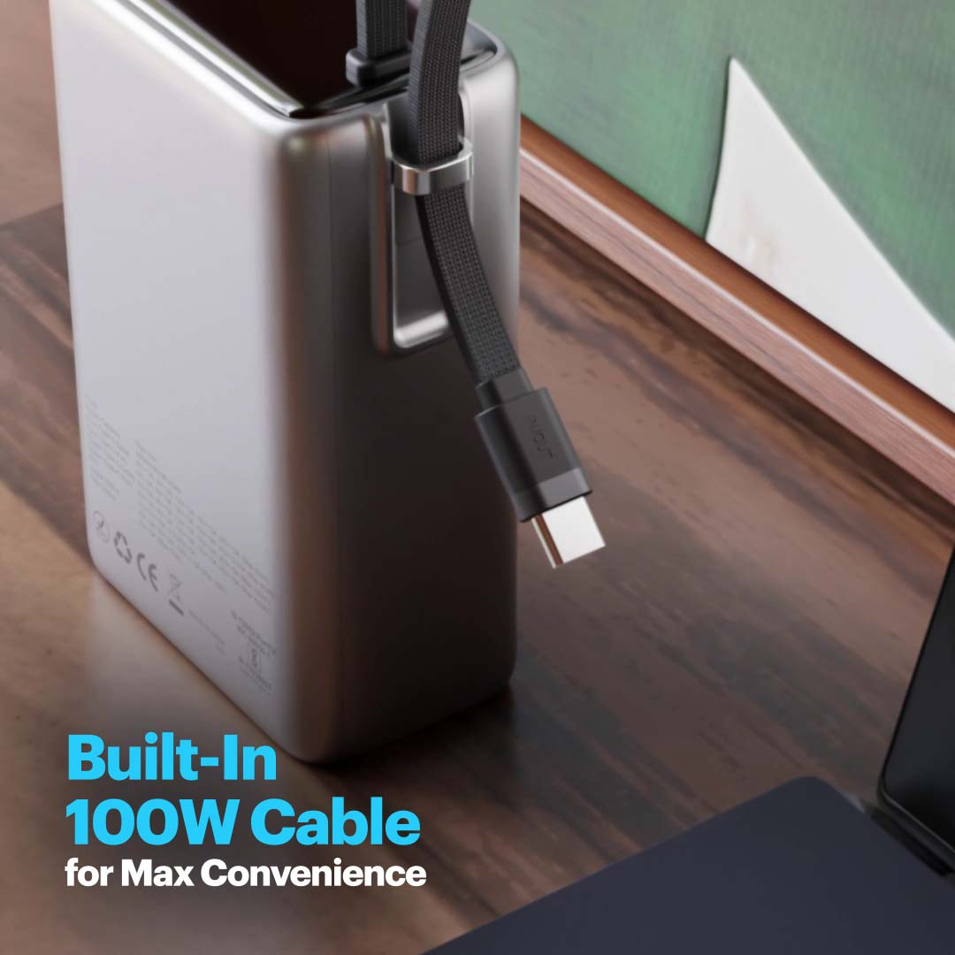 Giga Max smallest 25000mAh powerbank with 100W Built-in Type-C Cable