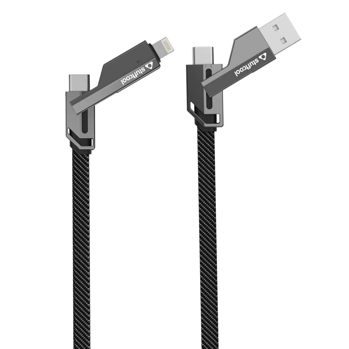 Quad Pro 4 in 1 Indestructible Cable 60W with lightning to type C, type C to C, lightning to USB A