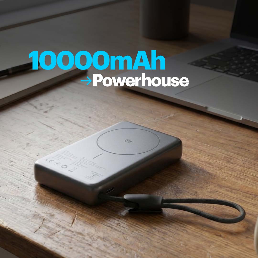 Nido 10,000mAh Qi2.2 MagSafe Powerbank with 25W Fast Wireless & 45W PD Charging, Built-in Type-C Cable, Stand & Digital Display