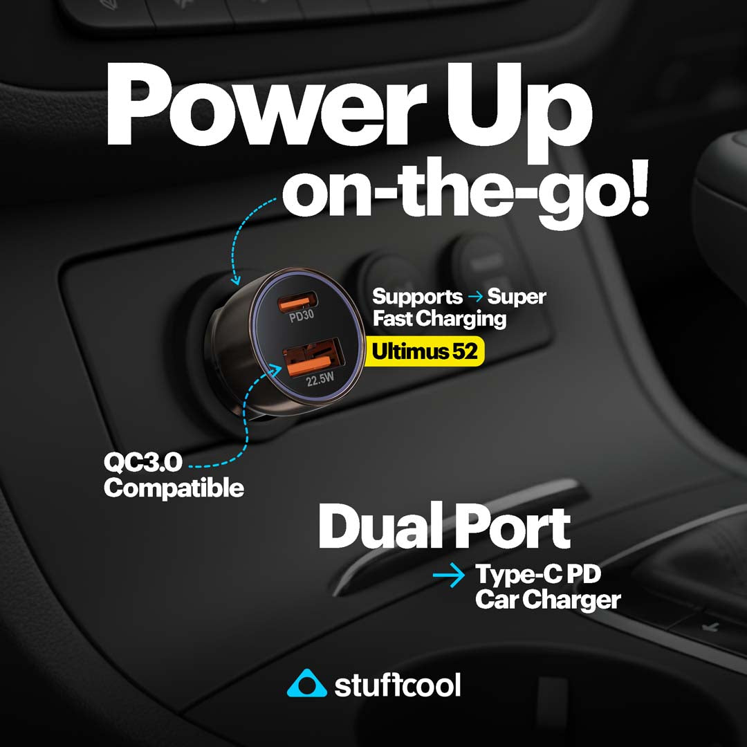 Ultimus 52W Dual Port Type C PD Car Charger