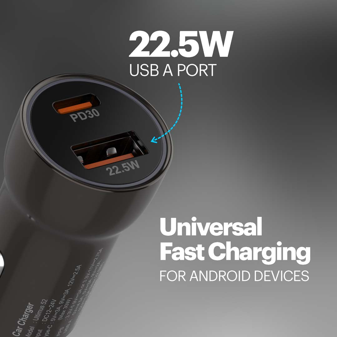 Ultimus 52W Dual Port Type C PD Car Charger