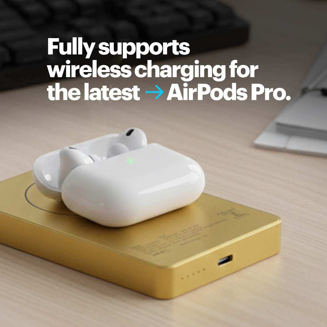 Aura 10000mAh 15W Magnetic Wireless Powerbank with Gold Finish