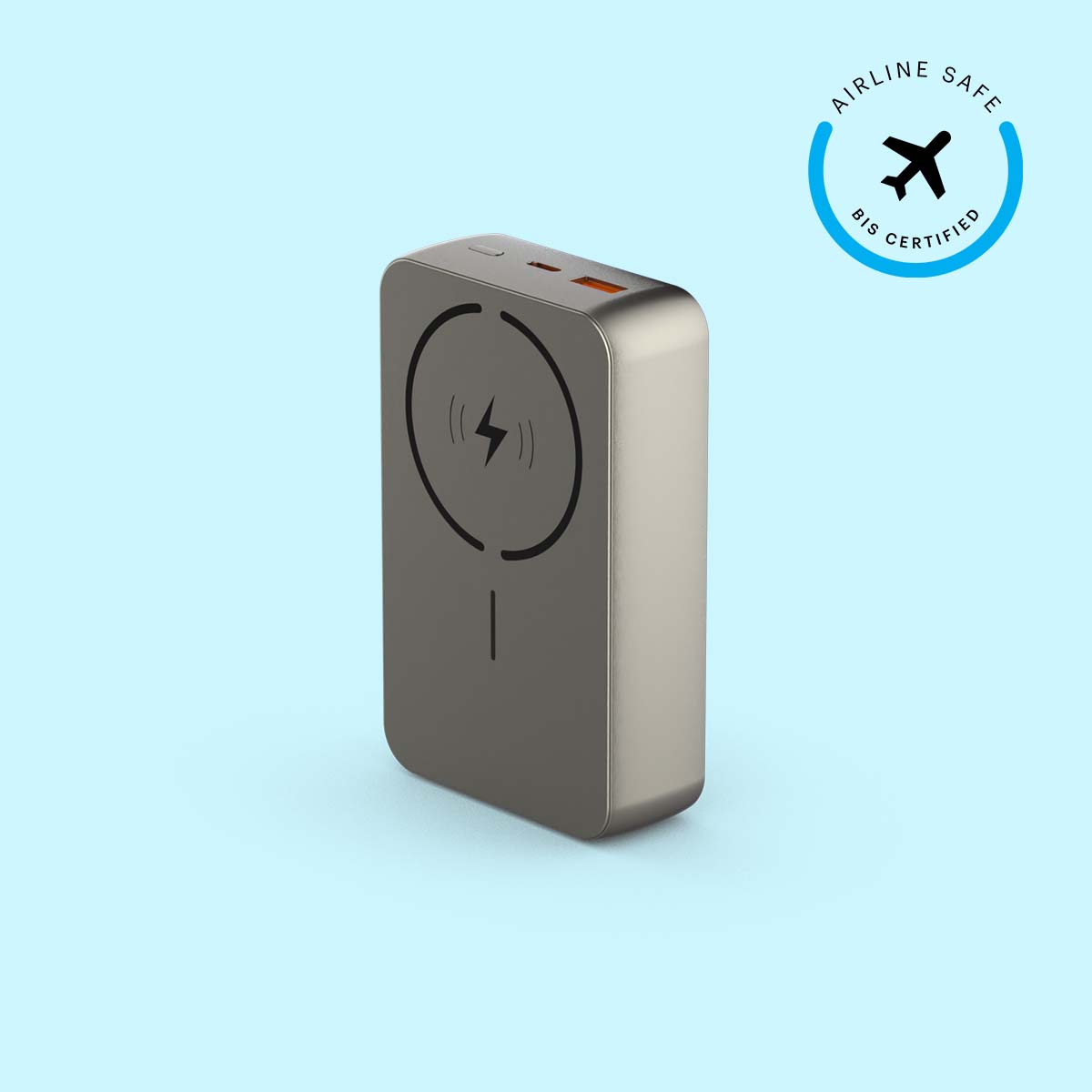 Click 20000mAh 15W Magnetic Wireless Powerbank with Natural Titanium Finish for iPhone