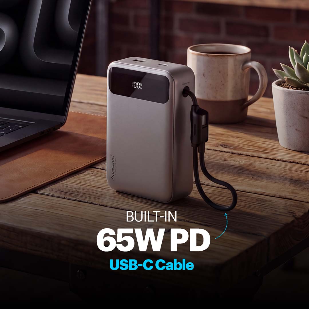 Giga II smallest 65W 20000 mAh Powerbank With Built-in Type C Cable