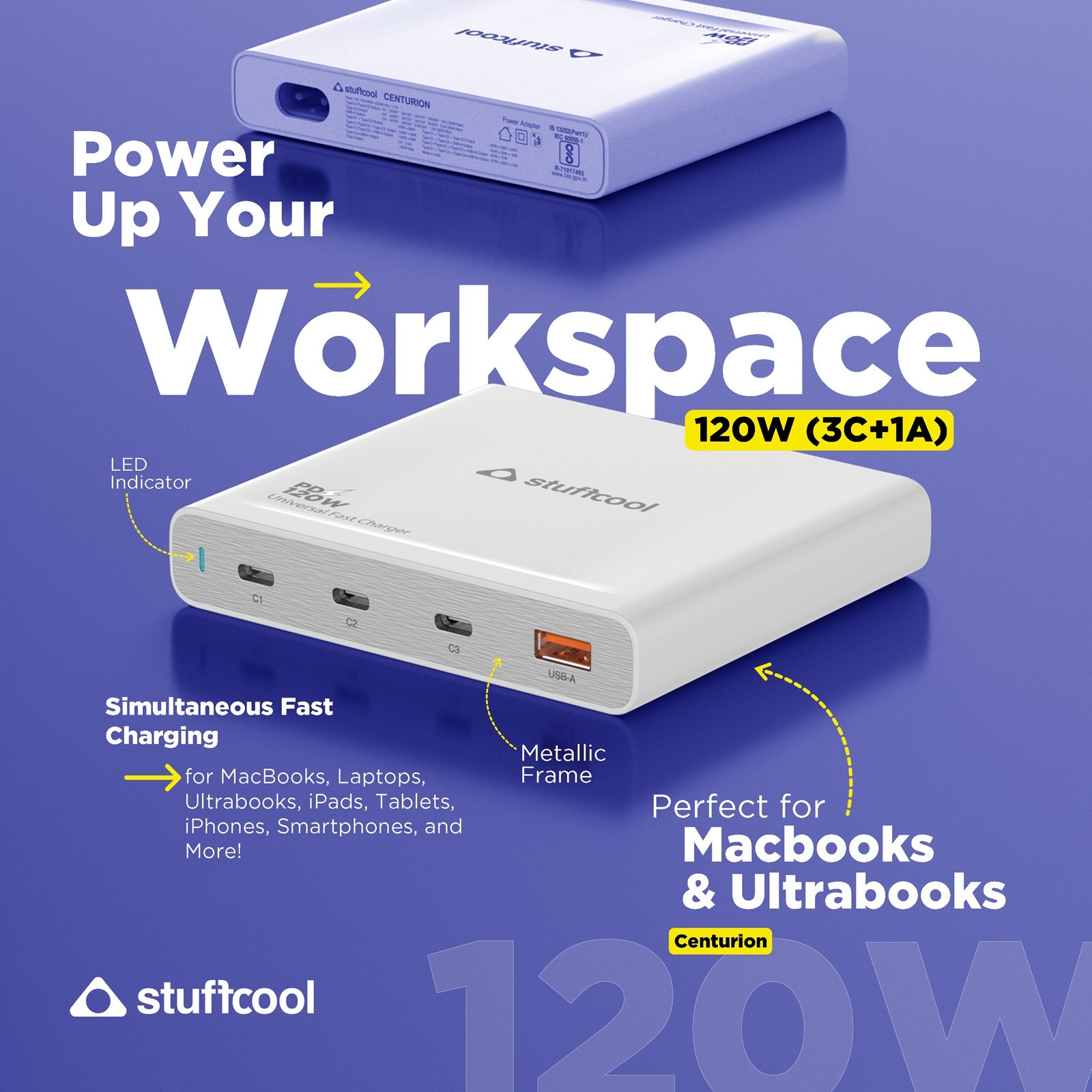 Centurion 120W 4 Port charging station