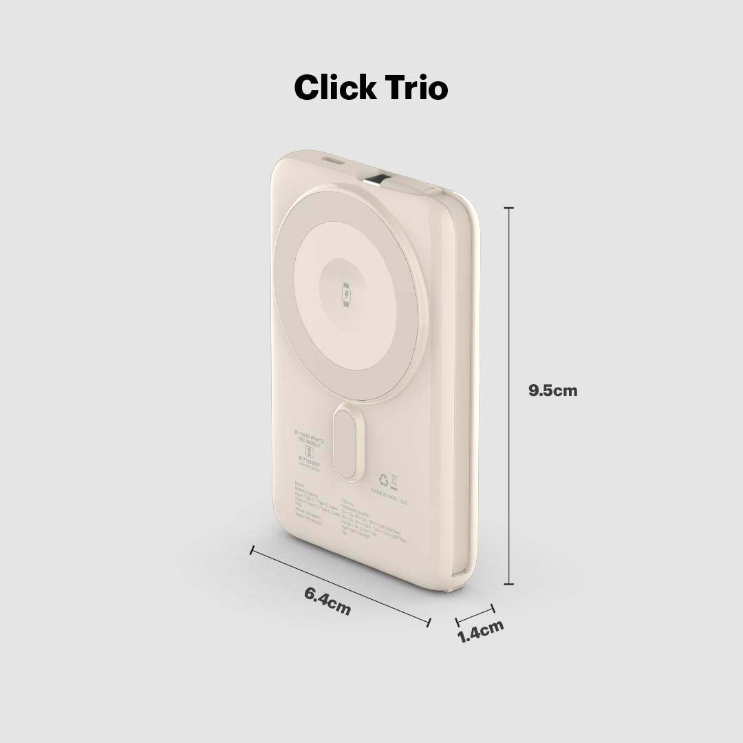 Click Trio 10000mAh Magnetic Wireless Powerbank with Apple Watch Charging