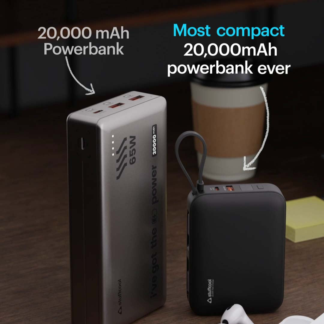 Maverick Mini 20,000mAh Powerbank with 20W Built-in Lightning & Type-C Cables