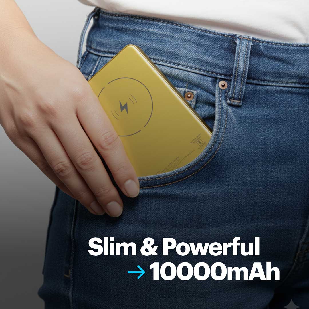 Aura 10000mAh 15W Magnetic Wireless Powerbank with Gold Finish