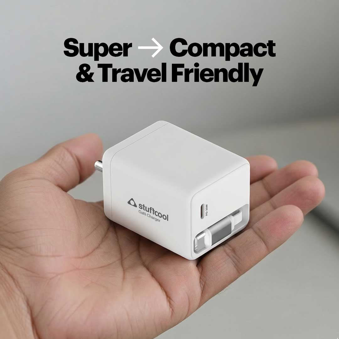 Zeno 30W GaN Wall Charger with USB-C Port & Built-in Retractable Type-C Cable