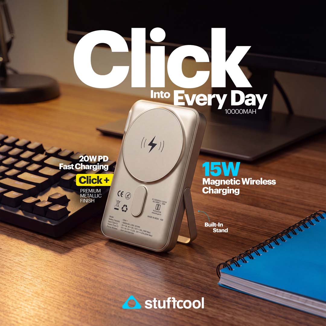 Click + 10000mAh 15W Magnetic Wireless Charging with Built-in Stand