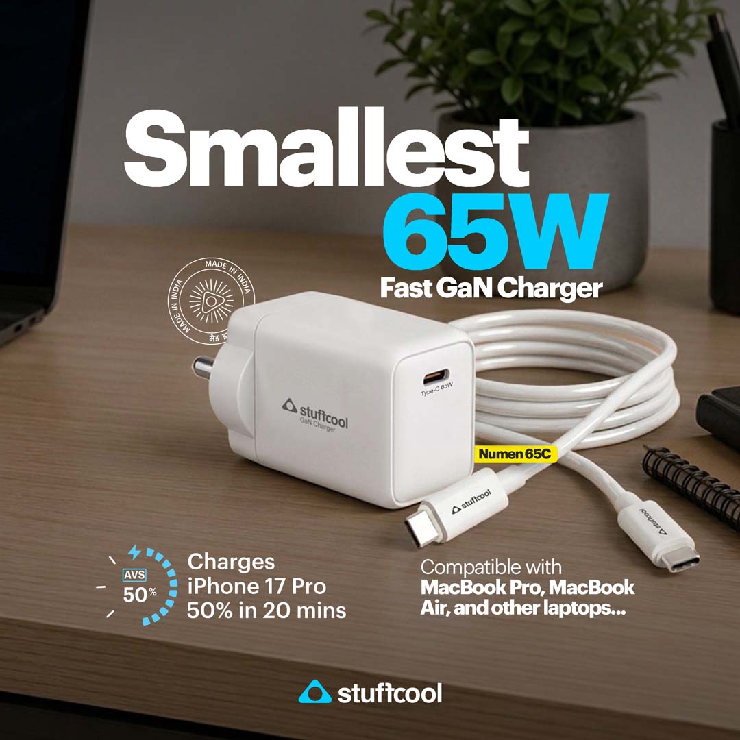 Numen 65C Smallest 65W AVS GaN Charger with 100W 5A Type-C to Type-C Cable