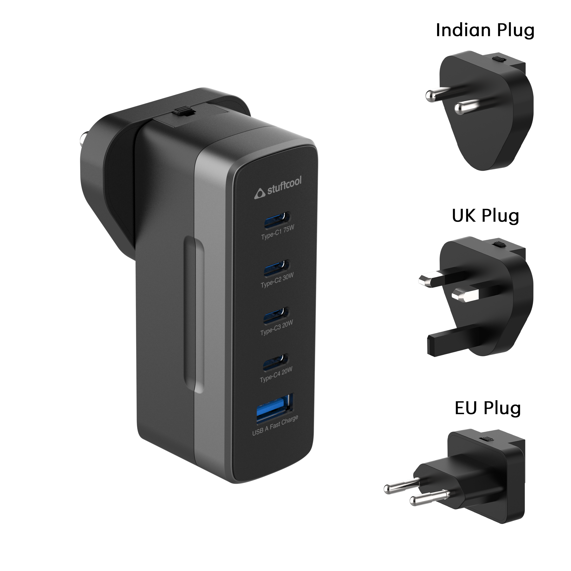 Empire 75W Multiplug GAN Charger with World Travel Adapter