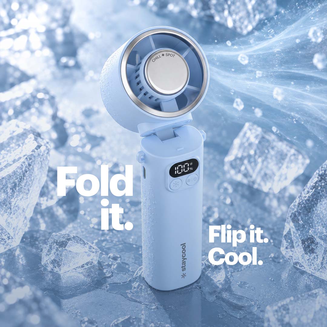 staycool turbo Plus — Foldable Handheld Ice Cooling Personal Cooler