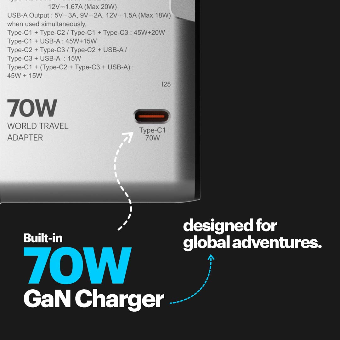 Jetset Pro Universal World Travel Adapter with PD70W Type C port